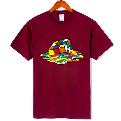 Men Rubiks Cube Design Tshirt Funny Top Tee