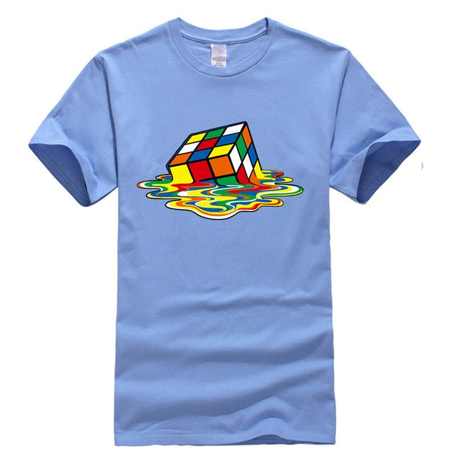 Men Rubiks Cube Design Tshirt Funny Top Tee