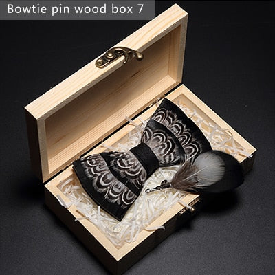 Natural Bird Feather Bowtie Gift Set