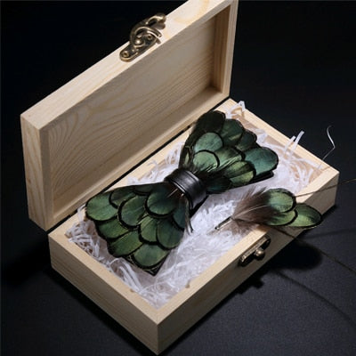Green Feather Bowtie Gift Box Set