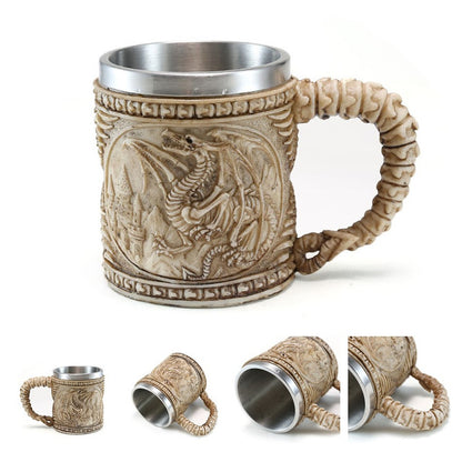 Skull Dragon Resin Stainless Steel Beer Mug