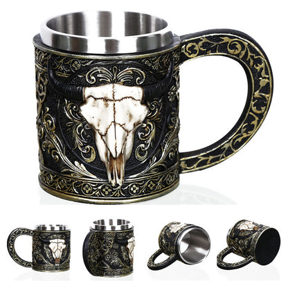 Skull Dragon Resin Stainless Steel Beer Mug