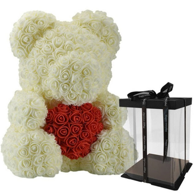 40cm Teddy Bear Rose with Heart Flower Artificial Gift