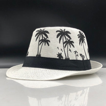 Women Men Straw Sun Hat Summer Retro Beach Panama Fedora Palms
