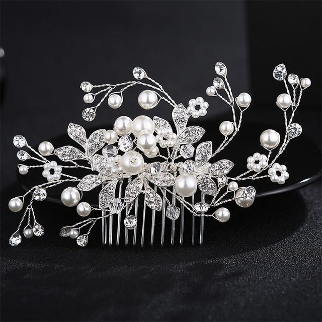 Wedding Crystals Pearls Hair Comb