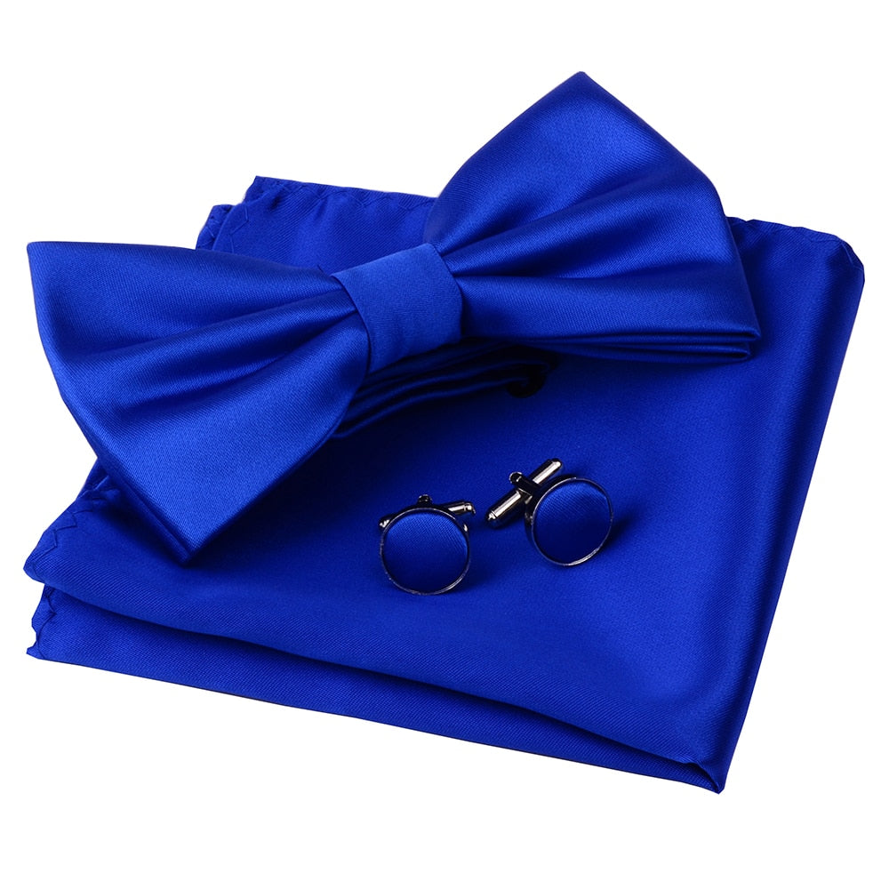 Double Fold Bowties Hanky Cufflinks Gift