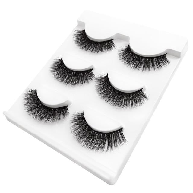 New 3 Pairs Natural False Eyelashes Fake Lashes Long Extension Eyelash