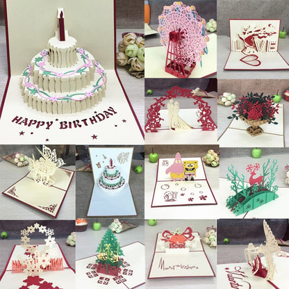Birthday Love Postcard Greeting 3D Pop Up Cards