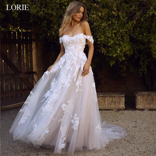 Lace Wedding Dress Off the Shoulder A Line Bride Gown