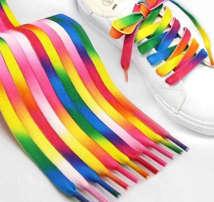 Rainbow Shoe Laces Gradient Print Flat Canvas Shoestring