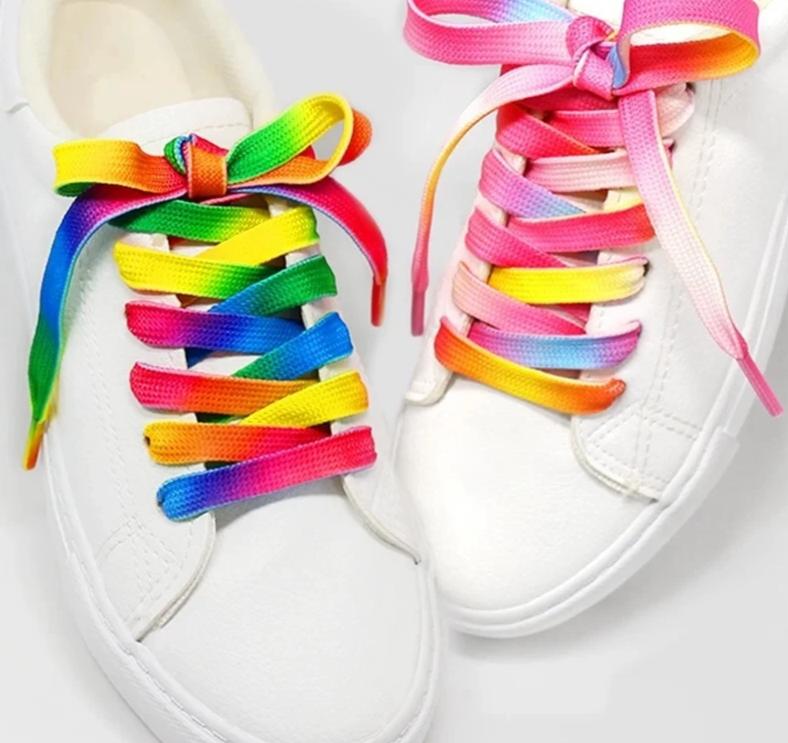 Rainbow Shoe Laces Gradient Print Flat Canvas Shoestring