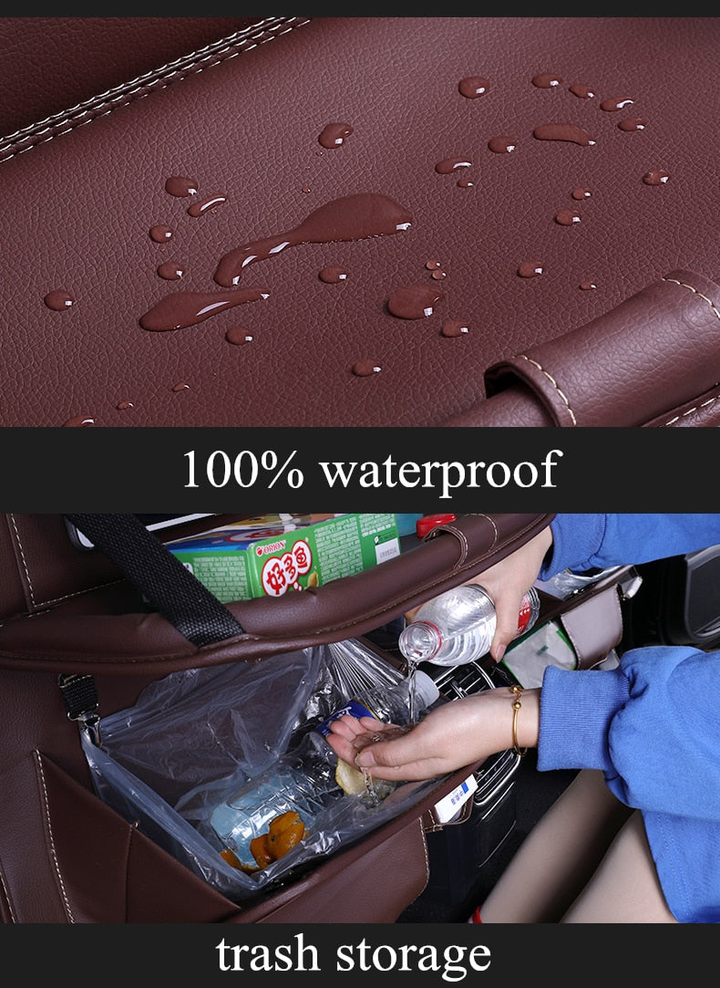 Leather Car Back Seat Table Organizer