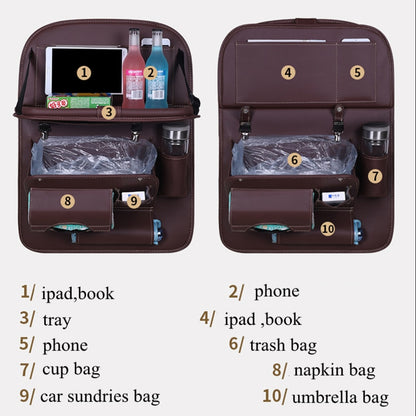 Leather Car Back Seat Table Organizer
