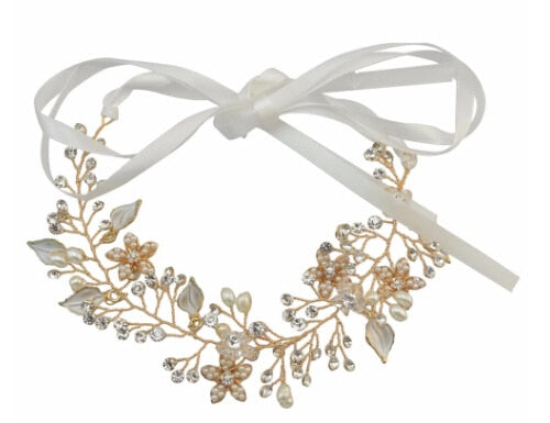 Rose Gold Pearl Crystal Hairband
