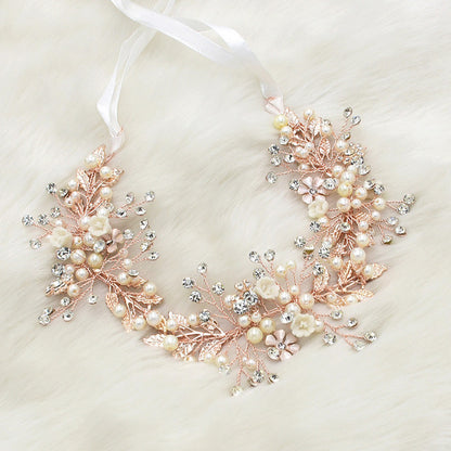 Rose Gold Pearl Crystal Hairband