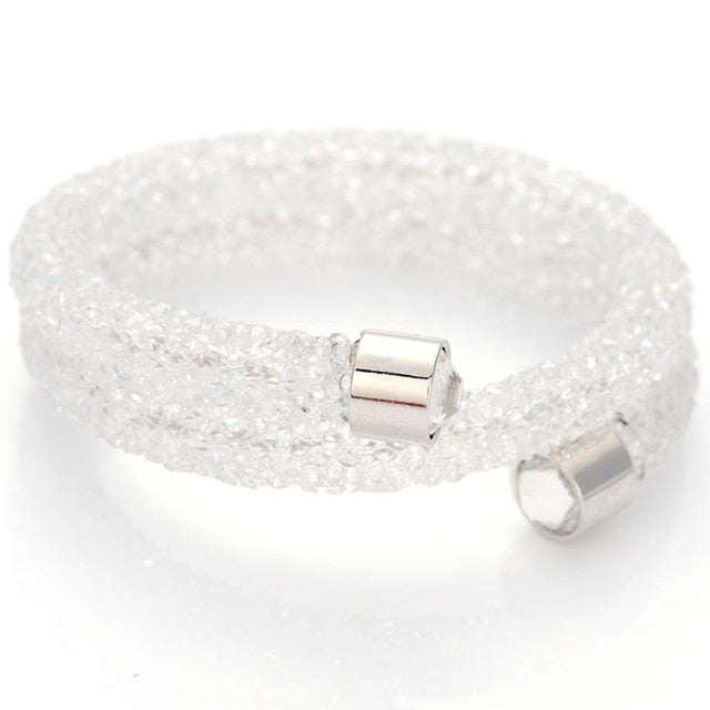 Double Circle Crystal Dust Cuff Bracelet