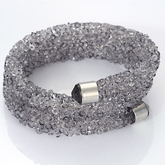 Double Circle Crystal Dust Cuff Bracelet