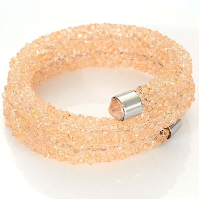Double Circle Crystal Dust Cuff Bracelet