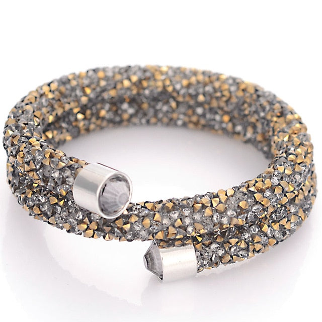 Double Circle Crystal Dust Cuff Bracelet