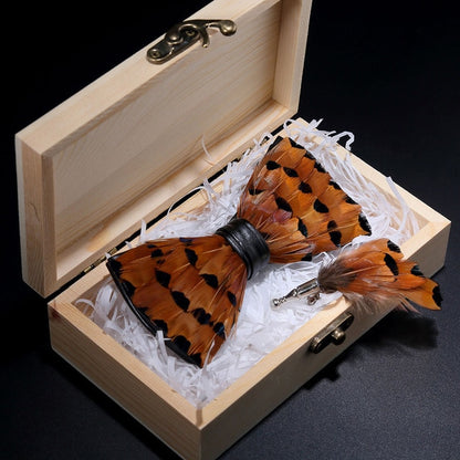 Feather Bowtie Wooden Gift Box Set