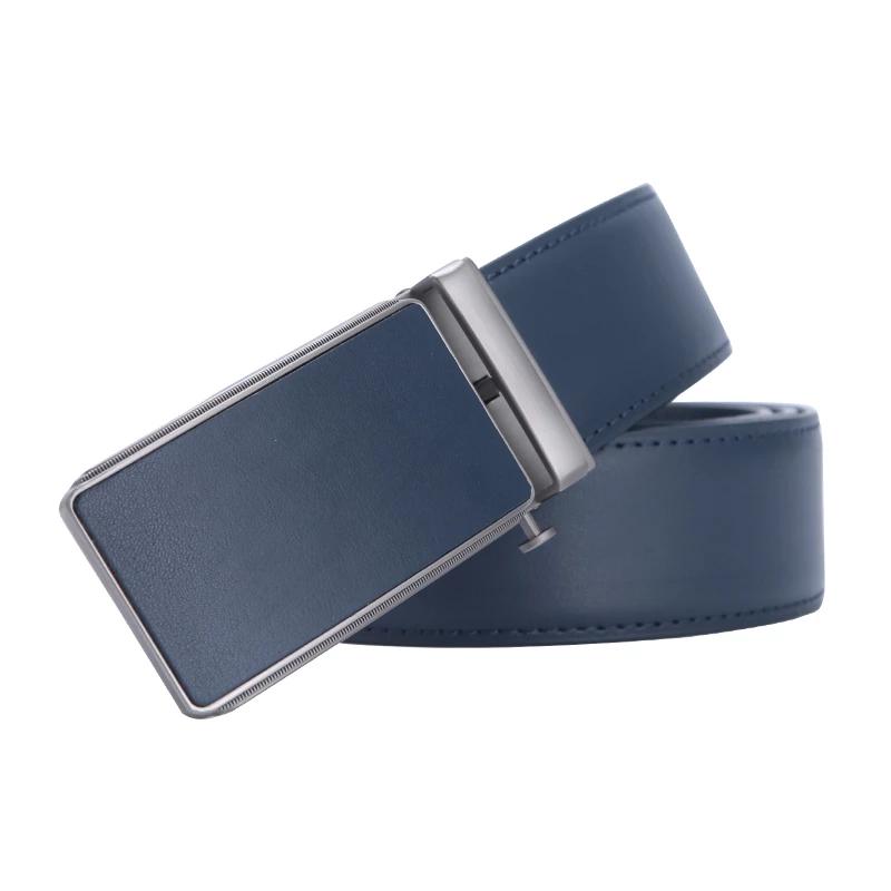 Blue Mens Genuine Luxury Leather Belts Strap
